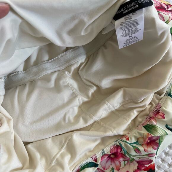 Carmen Marc Valvo Floral Ruffle One Shoulder One Piece Swimsuit (10) - Picture 10 of 10